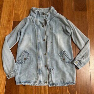 Zaful stone washed funnel neck denim jacket